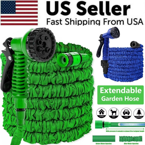 Expandable & Flexible Garden Water Hose w Spray Nozzle 25, 50,