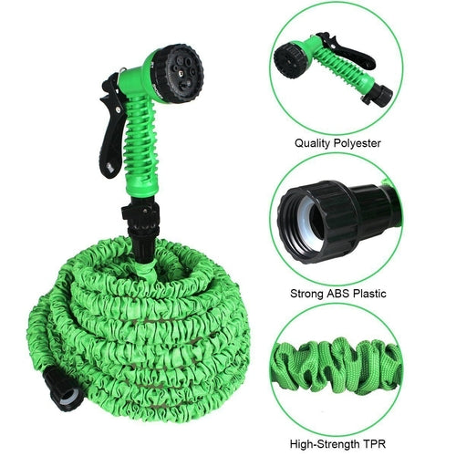 Expandable & Flexible Garden Water Hose w Spray Nozzle 25, 50,